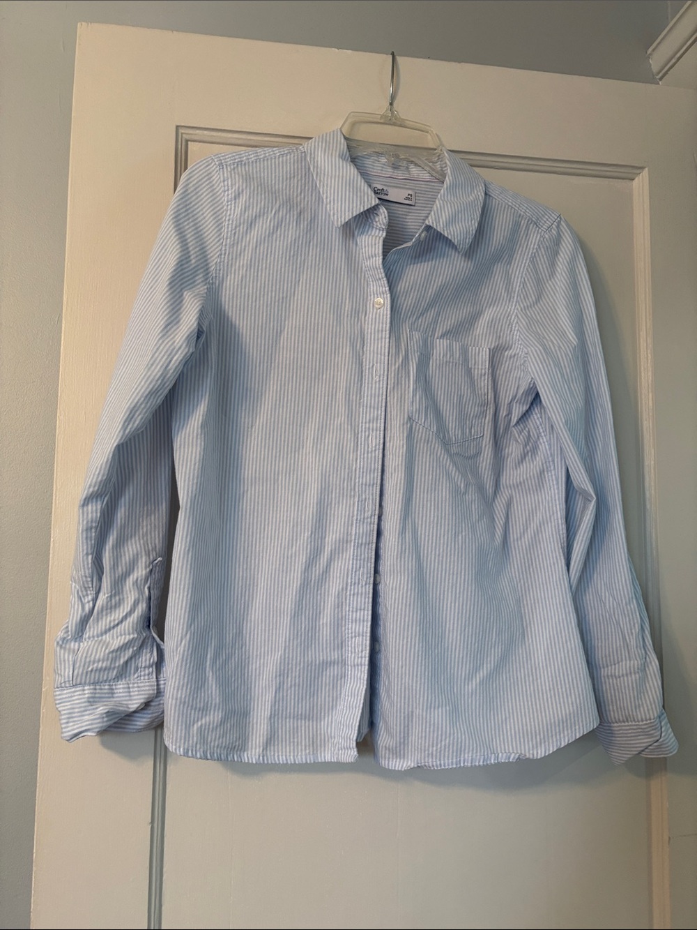 croft & barrow Light Blue and White Striped Button-Down Shirt